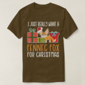 可愛いクリスマスフェネックのオーナー私はFennec Foが欲しい Tシャツ (デザイン正面)