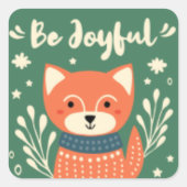 可愛いクリスマスフォックス スクエアシール (正面)