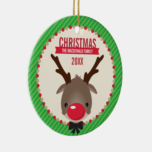 可愛いクリスマスフォトオーナメント:：トナカイのルドルフ セラミックオーナメント (右)