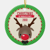 可愛いクリスマスフォトオーナメント:：トナカイのルドルフ セラミックオーナメント (正面)