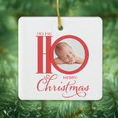 可愛いクリスマスフォトサンタクロースタイポグラフィ脚本 セラミックオーナメント