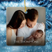 可愛いクリスマスフォトサンタクロースタイポグラフィ脚本 セラミックオーナメント