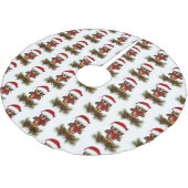 可愛いクリスマスフクロウオンパインブランチツリースカート ブラッシュドポリエステルツリースカート (アングル)