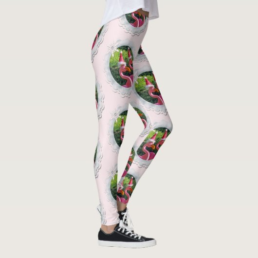 可愛いクリスマスフラミンゴのレギンス！ レギンス (右)