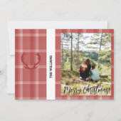 可愛いクリスマスフレーム写真ブルゴーニュ赤 シーズンカード (正面)