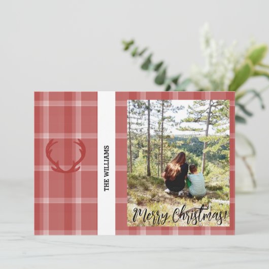 可愛いクリスマスフレーム写真ブルゴーニュ赤 シーズンカード (スタンド正面)