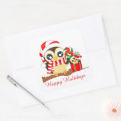 可愛いクリスマスフールにメッセージシールを追加 スクエアシール (封筒)