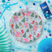 可愛いクリスマスブルー ペーパープレート (パーティー)