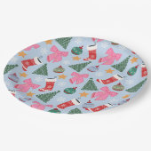 可愛いクリスマスブルー ペーパープレート (アングル)