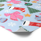 可愛いクリスマスブルー ポスター (角)
