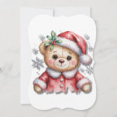 可愛いクリスマスベアと雪の結晶のベビーシャワー 招待状 (裏面)