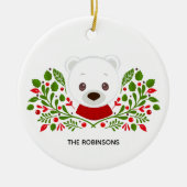 可愛いクリスマスベアの写真 セラミックオーナメント (正面)