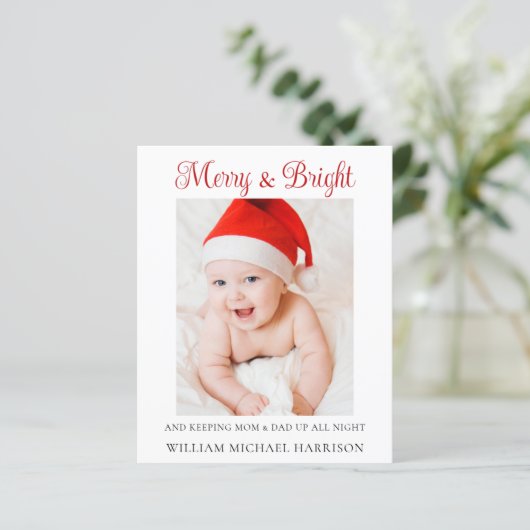 可愛いクリスマスベビー誕生発表写真カード (スタンド正面)