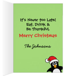 可愛いクリスマスペンギン決して遅すぎないカード
