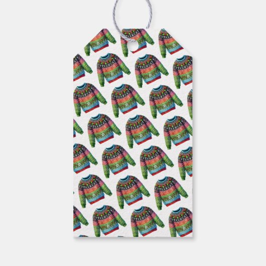 可愛いクリスマスホリーベリー醜いクリスマスセーター ギフトタグ (裏面)