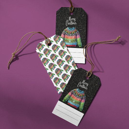 可愛いクリスマスホリーベリー醜いクリスマスセーター ギフトタグ