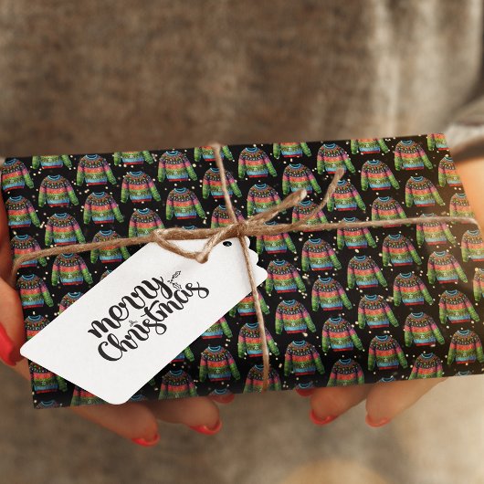 可愛いクリスマスホリーベリー醜いクリスマスセーター ラッピングペーパー