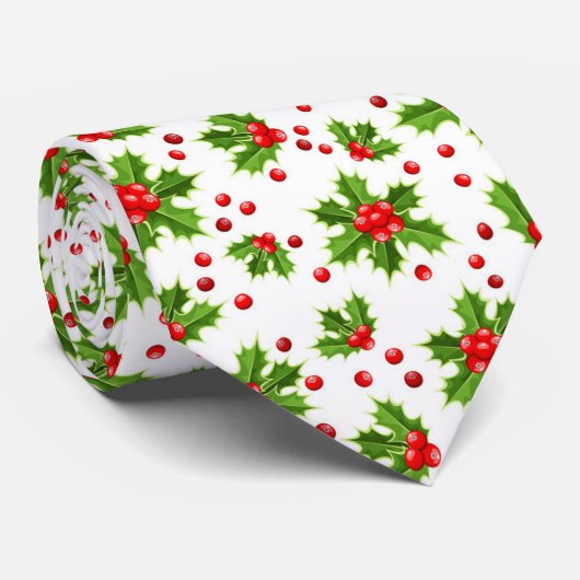 可愛いクリスマスホルとベリーのネクタイ ネクタイ (ロール)