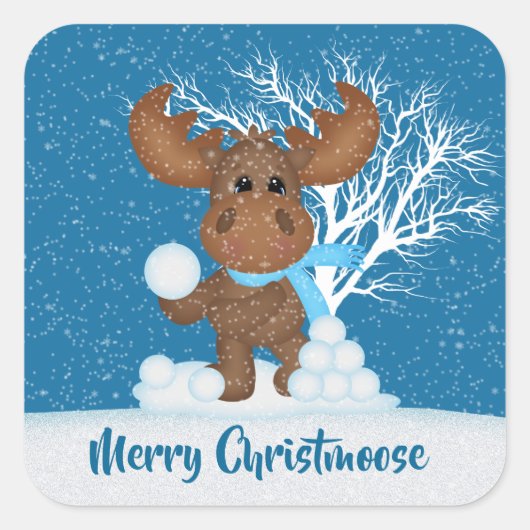 可愛いクリスマスマウスの追加メッセージシール スクエアシール (正面)
