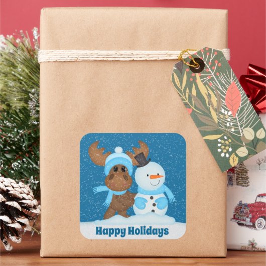 可愛いクリスマスマウスの追加メッセージシール スクエアシール (クリスマス)