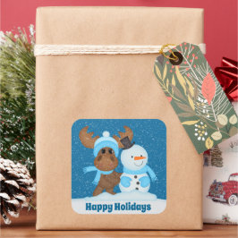 可愛いクリスマスマウスの追加メッセージシール スクエアシール