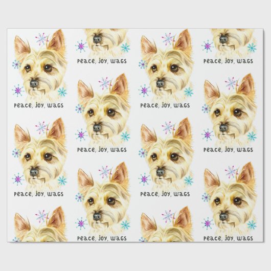 可愛いクリスマスヨークシャーテリアドッグピースジョイWAGSパターン ラッピングペーパー (フラット)
