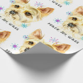 可愛いクリスマスヨークシャーテリアドッグピースジョイWAGSパターン ラッピングペーパー (角)