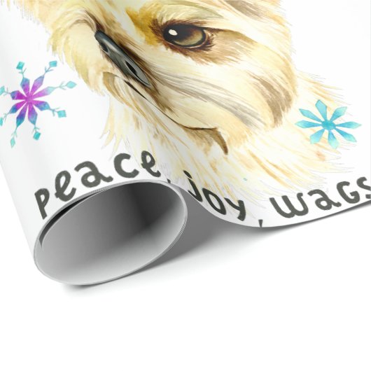 可愛いクリスマスヨークシャーテリアドッグピースジョイWAGSパターン ラッピングペーパー (ロールコーナー)