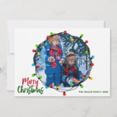 可愛いクリスマスライト子供の写真 シーズンカード (正面)