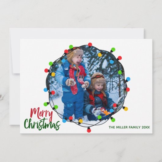 可愛いクリスマスライト子供の写真 シーズンカード (正面)