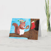 可愛いクリスマスリス持ちアコーンカード カード (正面)