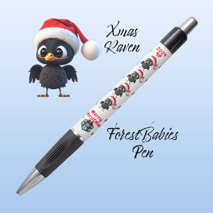 可愛いクリスマスレイヴン、フェスティバルグラフィック、白⛄️ ボールペン