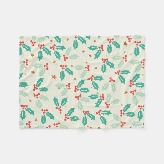 可愛いクリスマスレッドとグリーンのミスタントー フリースブランケット (正面(横))