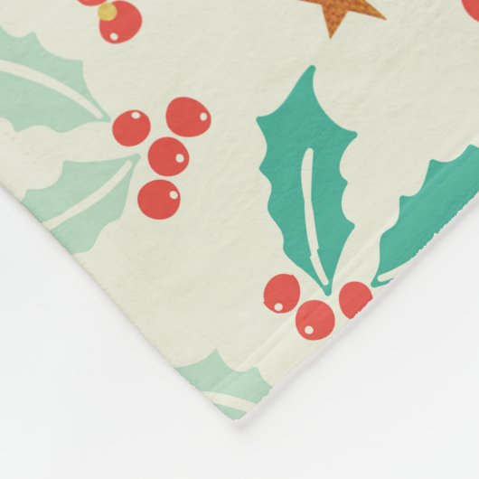 可愛いクリスマスレッドとグリーンのミスタントー フリースブランケット (角)