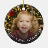 可愛いクリスマスレッドと緑の水色Typo写真 セラミックオーナメント (裏面)