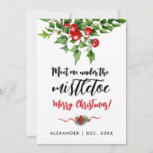 可愛いクリスマスレッドと緑ミスタントウの水色 シーズンカード (正面)