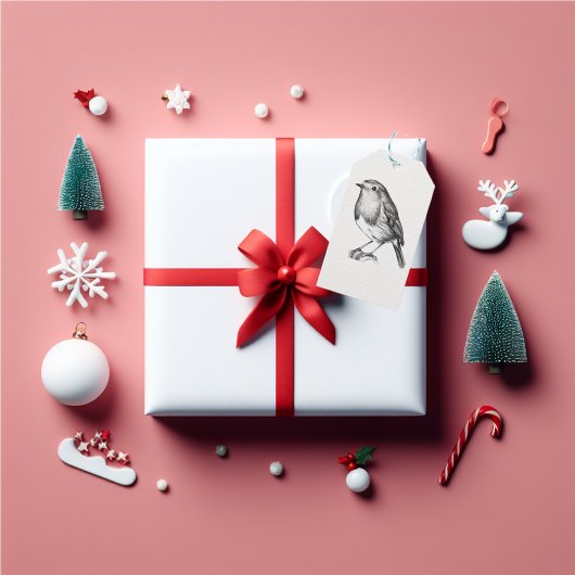 可愛いクリスマスロビン ギフトタグ