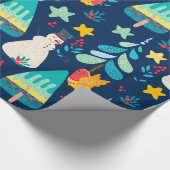 可愛いクリスマス動物とシンボルパターン2a ラッピングペーパー (角)