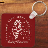 可愛いクリスマス名門私立校風のキャンディーの杖を赤く キーホルダー (裏面)