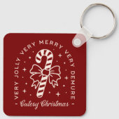 可愛いクリスマス名門私立校風のキャンディーの杖を赤く キーホルダー (裏面)