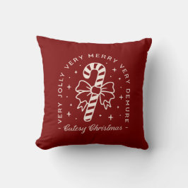 可愛いクリスマス名門私立校風のキャンディーの杖を赤く クッション