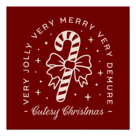 可愛いクリスマス名門私立校風のキャンディーの杖を赤く ポスター