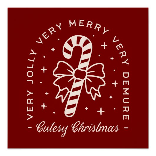 可愛いクリスマス名門私立校風のキャンディーの杖を赤く ポスター (正面)