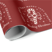 可愛いクリスマス名門私立校風のキャンディーの杖を赤く ラッピングペーパー (ロールコーナー)