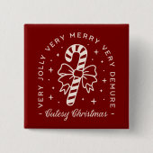 可愛いクリスマス名門私立校風のキャンディーの杖を赤く 缶バッジ (正面)