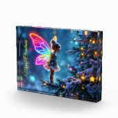 可愛いクリスマス妖精のグラデーションのネオン翼 フォトブロック (右)