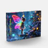 可愛いクリスマス妖精のグラデーションのネオン翼 フォトブロック (左)