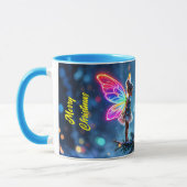 可愛いクリスマス妖精のグラデーションのネオン翼 マグカップ (左)
