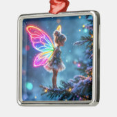 可愛いクリスマス妖精のグラデーションのネオン翼 メタルオーナメント (左)