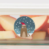 可愛いクリスマス子猫おもしろい、猫はサンタ帽をかぶる ラベル (貼付)